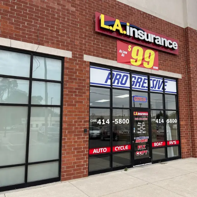 LA Insurance Hazel Park, MI Front Side View of LA Insurance Agency Hazel Park Branch