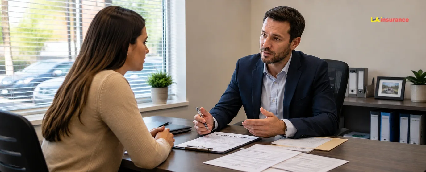 Can You Cancel an Auto Insurance Claim After Filing It? Auto insurance agent discussing a filed claim with a customer in an insurance office